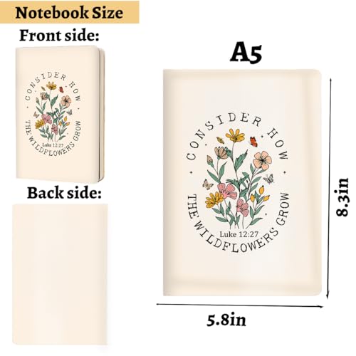 Beige Christian Hard Shell Journal Notebook, Bible Verse Gifts for Women, College Ruled Notebook, Inspirational Hardcover Notebooks, Journals for Writing Planner Note Taking 200 Sheets (5.8 x 8.3)-1 - color: Multi 1152
