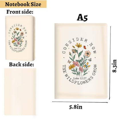 Beige Christian Hard Shell Journal Notebook, Bible Verse Gifts for Women, College Ruled Notebook, Inspirational Hardcover Notebooks, Journals for Writing Planner Note Taking 200 Sheets (5.8 x 8.3)-1 - color: Multi 1152