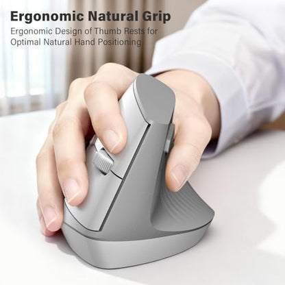 MOFII Wireless Ergonomic Keyboard & Mouse Combo – Split Curved Keyboard with Wrist Rest (All-Day Comfort) + Wireless Vertical Ergonomic Optical Mouse, Compatible with PC/Laptop/Desktop - color: White