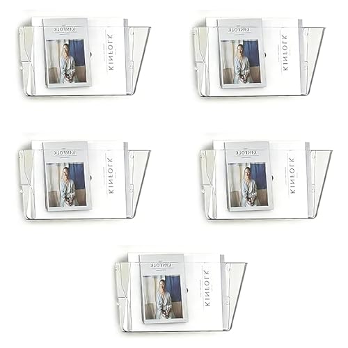 MINDEPOT 5 Pockets Acrylic Wall File Organizer, Clear Wall File Holder, Plastic Hanging Wall File Holder for Office, School and Home, Clear - color: Clear, size: 5Pack