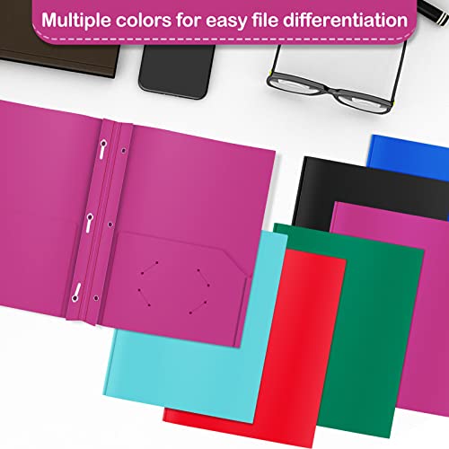 ViVin 12 Pack Plastic Folders with Pockets and Prongs, Heavy Duty 2 Pocket Folders with 3-Prong Fasteners, Poly File Holds 8-1/2" x 11" Paper for School Office Home (Purple) - color: Purple, size: 12 PACK