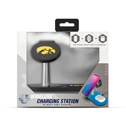 SOAR Collegiate 3-in-1 Wireless Charging Station - color: Iowa Hawkeyes