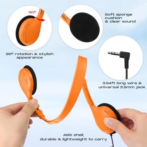 Yunsailing 30 Pack Bulk Over Ear Headphones Set On Ear Headsets Earphones with Adjustable Headband and 3.5mm Plug for Group Learning, Computer Lab, Library, Online Lesson (Macaron Color) - color: Macaron Color