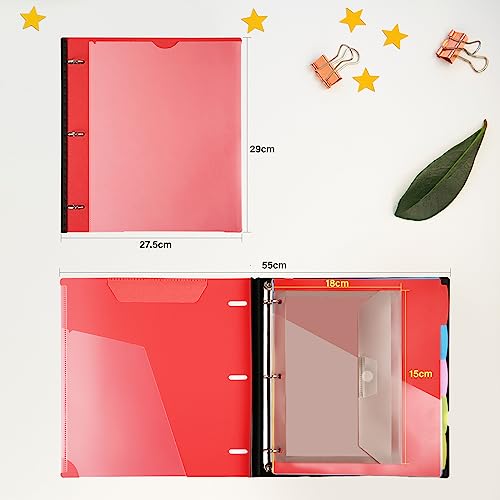 WOT I Telescoping Project Organizer 2-Pack, Refillable Binder with Dividers and Pockets, 13 Pocket Folders, 1 Inch 3 Ring Binder, Red - color: Red, size: 2 Pack