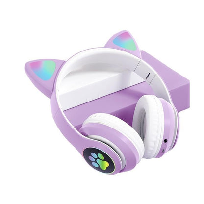 Kids Bluetooth Headphones, Kids Wireless Headphones with Microphone, HiFi Stereo Foldable Lightweight Headset (Lilac) - color: lilac