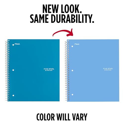Five Star Spiral Notebook + Study App, 1 Subject, Graph Ruled Paper, 8-1/2" x 11", 100 Sheets, Fights Ink Bleed, Water Resistant Cover, Tidewater Blue (06190AA4) - color: Tidewater Blue, size: Single