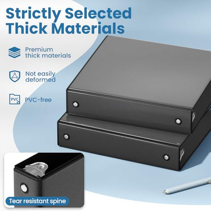 SUNEE 1.5 Inch Binders 3 Ring 4 Pack, PVC-Free Clear View 1 1/2 Inch Binders (Fits 8.5x11 Inches) for School, Office & Home Use, Black - color: Black, size: 1.5 Inch, style: 4 Pack
