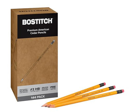 Bostitch Office Premium #2 Pencils, American Cedar Wood, Pre-Sharpened, HB Graphite, 144-Pack - size: 1 Count (Pack of 144)