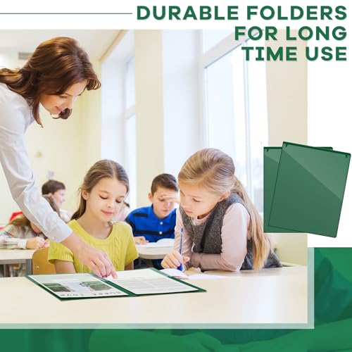 Henoyso 100 Pcs Folders Take Home Heavy Duty 2 Pocket Homework Folder for Students Parent Teacher Communication, 11.8 x 9.45 Inch(Dark Green) - color: Dark Green