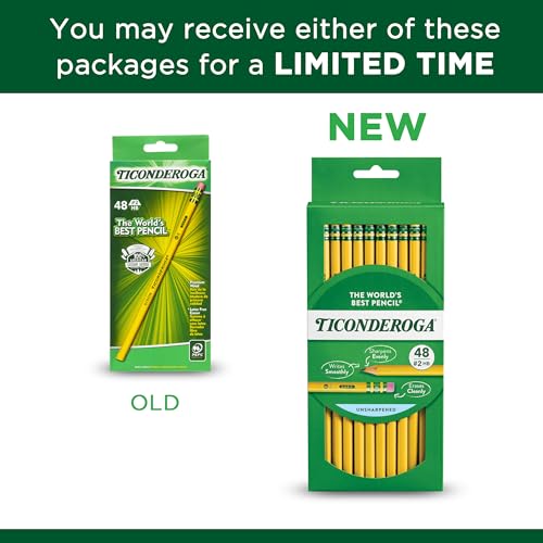 TICONDEROGA Wood-Cased Pencils, Unsharpened, 2 HB Soft, Yellow, 48 Count, 240 Packs, 11520 Total Pencils - size: 288 Count (Pack of 240), style: Pack