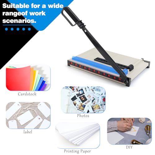 Guillotine Paper Cutter, A4 Paper Cutter, Heavy Duty Paper Trimmer with Safety Guard, 12 Sheets Capacity, Paper Guillotine for Cardstock, Photos, Scrapbooking, Office, Classroom, Studio