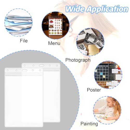 10 Pack 8.5x11 Inch Clear Plastic Zip Hard Sheet Protectors, Waterproof Resealable Sign Holder, Heavy Duty Document Sleeves for Wall Signs, Photos, Certificates, Job Tickets