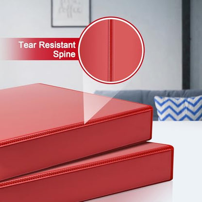 COMIX Sturdy 3 Ring Binder 2 inch with Clear View Cover, 2" Slant-D Ring View Binder Holds 500 Sheets of US Letter Size Paper, 6 Pack (Red) - color: Red, size: 2 inch