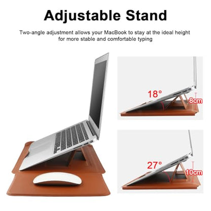 Custom Name Initials Sleeve Case for MacBook Air 15.3 inch M4 M3 M2 A3241 A3114 A2941, Pro 16 inch A3403 A3186 A2991 A2485 A2780 A2141, Pro 15 A1707 A1990 PU Leather Slim Bag Cover with Stand Black - color: Black, size: 15-16 inch