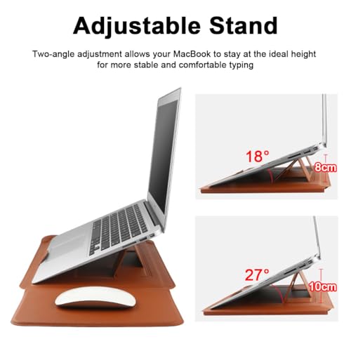Personalized Custom Laptop Sleeve Case for MacBook Air 13.6 inch A3240 A3113 A2681,Pro 14 A3401 A3185 A3112 A2992 A2918 A2779 A2442,Add Your Name Initials PU Leather Slim Bag with Stand, Brown - color: Brown, size: 13.3-14 inch