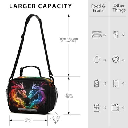 Color Flame Dragon Kids Lunch Box Insulated Lunch Bags Cooler Tote Bag with Removable Shoulder Strap for Boy Girl Student 20847458 - color: Flame Dragon