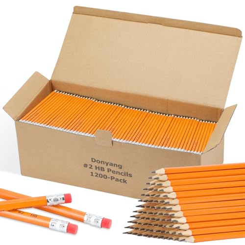 1200 Pack Wood-Cased #2 HB Pencils Bulk, Pre-Sharpened Yellow Pencils #2 | Number 2 Pencils with Erasers for Writing Drawing and Sketching, Office Teacher Essentials Accessories, School Supplies - size: 1 Count (Pack of 1200)