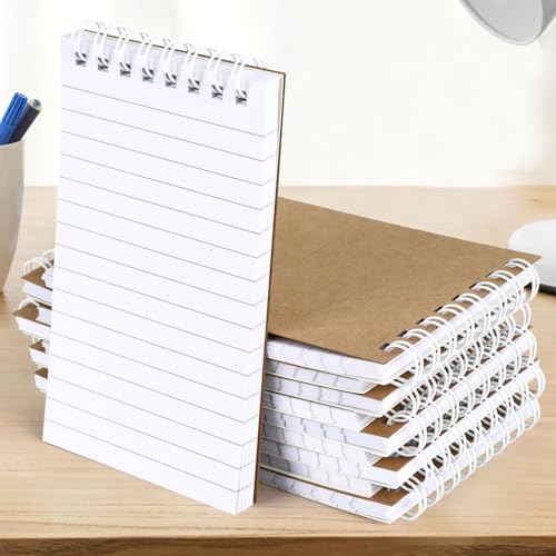 Hxezoc 10 Pack Small Pocket Notebooks, 3 x 5 Inches Mini Kraft Spiral Pocket Notebook with Lined Pages Memo Pads for Kids Home Office School Classroom Decoration Supplies - style: Kraft