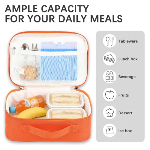 FlowFly Kids Lunch box Insulated Soft Bag Mini Cooler Back to School Thermal Meal Tote Kit for Girls, Boys, Orange - color: Orange