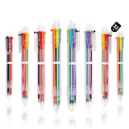 DAIKOYE Ballpoint Pens 24 PCS 0.5mm 6-in-1 Multicolor Ballpoint Pens School Supplies Birthday Party Favors Gifts for Students