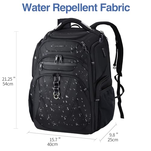 KROSER TSA Friendly Travel Laptop Backpack 18.4 inch XXXL Gaming Backpack Water-Repellent College Daypack Business Backpack with RFID Pockets & USB Port for Men/Women-Black | TSA Friendly