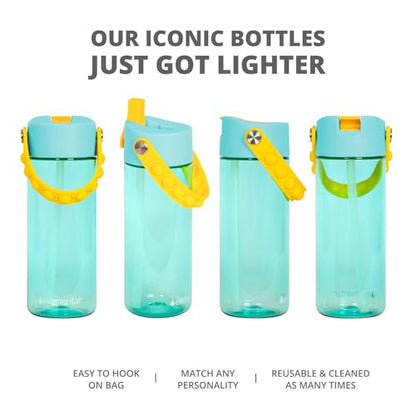Elemental Leak Proof Water Bottles for Kids - Splash Kids Water Bottle for School with Pop-it Handle - Tritan Plastic Water Bottle with Straw - Little Princess & Robin's Egg - 18oz (2 Pack) - color: Duo - Little Princess / Robin's Egg (Lemon Sky)