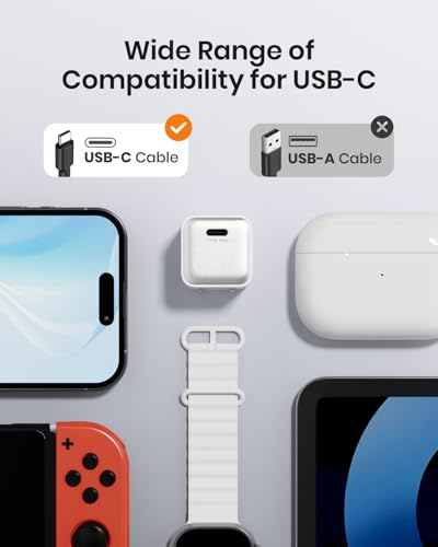 wegear 30W Compact Wall Charger, USB C Charger Block with GaN III Tech, PD3.0 PPS QC4.0 Fast Charging Foldable Power Adapter for iPhone 17 16 15, Galaxy, Pixel, iPad, AirPods (White, 1 Pack) - color: White, size: 1 Pack