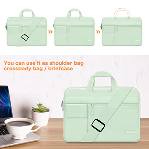 MOSISO Laptop Shoulder Bag Polyester Flapover Briefcase Sleeve Case | Compatible with MacBook Air/Pro,13-13.3 inch Notebook,Compatible with MacBook Pro 14 inch M5 M4 M3 M2 M1 2026, Honeydew Green - color: Honeydew Green, size: 13.3 inch