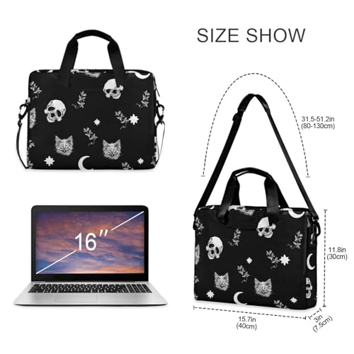 Skull Cat Moon Laptop Case 15.6 inch Computer Bag | Waterproof Laptop Briefcase Laptop Bag for Women & Men - color: Skull Cat Moon