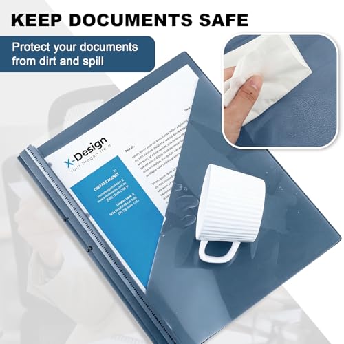 Teling Clear Report Cover with 3 Prongs, Plastic Report Presentation Folders 90 Sheet Capacity Resume Document Covers for School Office(Grey Blue,24 Pcs) - color: Grey Blue