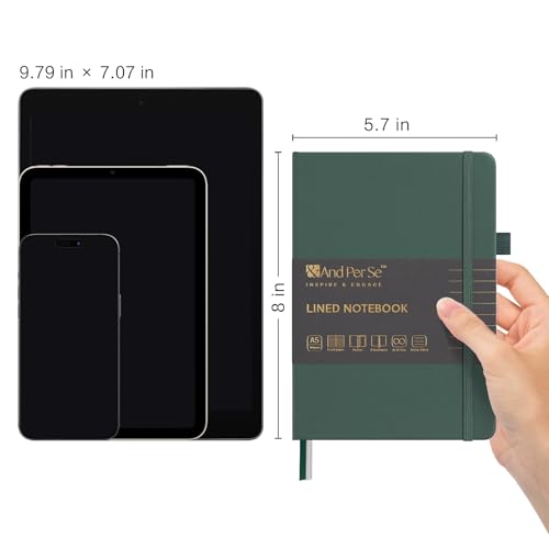 &And Per Se Lined Notebooks 3-Pack Gift Set, A5 Hardcover Journals, 160 Pages 100gsm Thick Paper, Journaling Notebook for Office School (Green) - color: Green, style: 3 Pack-Lined