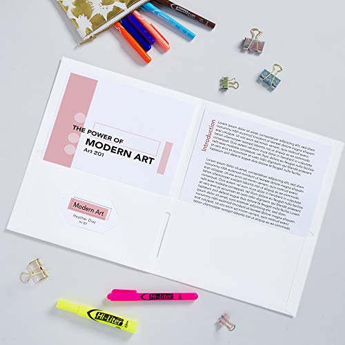 Avery Two Pocket Folders, Holds up to 40 Sheets, Business Card Slot, 25 White Folders (47991) - color: White, size: One Size