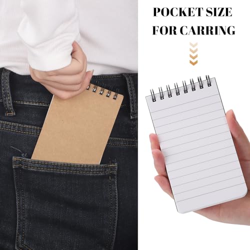 BESARME 10 Pcs Small Notepads 3x5, Kraft Spiral Pocket Notebook Bulk | Mini Lined Notepad, Memo Pads for Men, Students Back to School Gift - color: Kraft