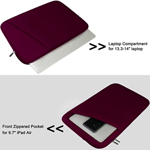 Laptop Sleeve Case 14 inch, Durable Carrying Bag Shockproof Protective Case Cover, Handbags Briefcase Laptop Bag Compatible with 14" MacBook Air/Pro HP Asus Lenovo Notebook Computer, Wine Red - color: Wine Red, size: 14 inch
