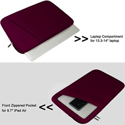 Laptop Sleeve Case 14 inch, Durable Carrying Bag Shockproof Protective Case Cover, Handbags Briefcase Laptop Bag Compatible with 14" MacBook Air/Pro HP Asus Lenovo Notebook Computer, Wine Red - color: Wine Red, size: 14 inch