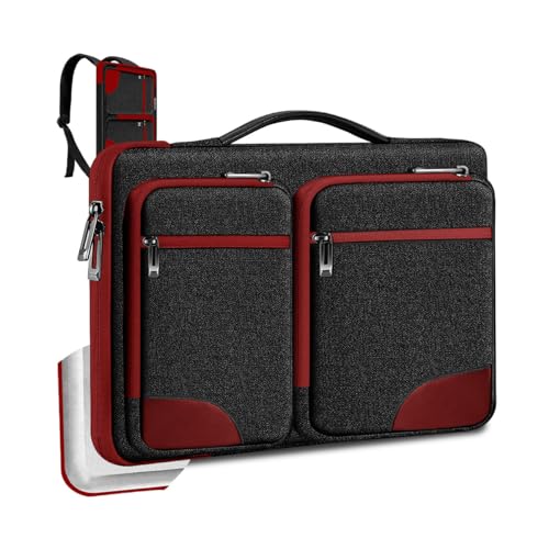 Hseok Laptop Case 15 15.6 16 inch Sleeve with Handle and Hidden Straps,Compatible with MacBook Neo 16",MacBook Pro Air 16" 15", 360°Protective PC Briefcase with 4 Pockets for Accessories,Red - color: Red