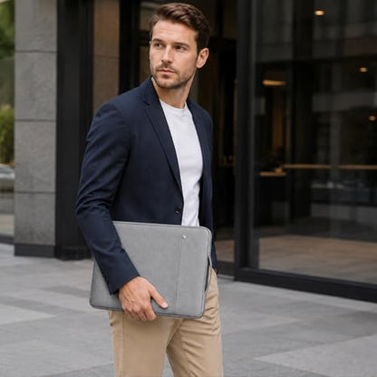 RAINYEAR 15.6 inch Laptop Sleeve Carrying Case with Handle & Pocket, Gray | Protective Padded Polyester Laptop Sleeve Case Briefcase Compatible with 15.6 Inch Notebook Computer Chromebook - color: Gray, size: 15.6"