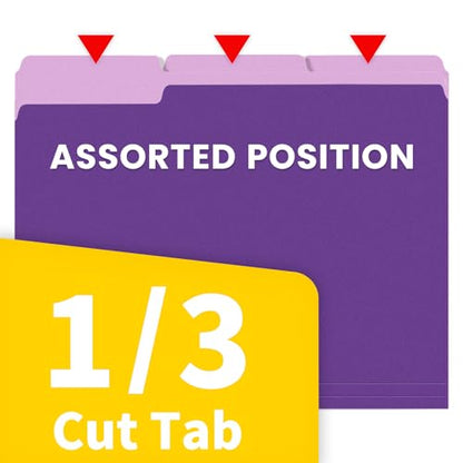 SUNEE File Folders, 18 Pack Manilla Folders 8.5 x 11, 1/3 Cut Tab for Easy Labeling and Organization, Durable Standard Paper for Home, Office, School Filing, Purple - color: Purple