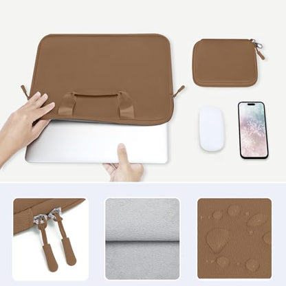MOSISO Laptop Case 16 inch, 15-15.6 inch Laptop Sleeve Bag Compatible with MacBook Pro 16, HP Acer Dell Lenovo ASUS, Neoprene Carrying Computer Bag with Handle&Detachable Small Case, Mocha - color: Mocha, size: 16 inch
