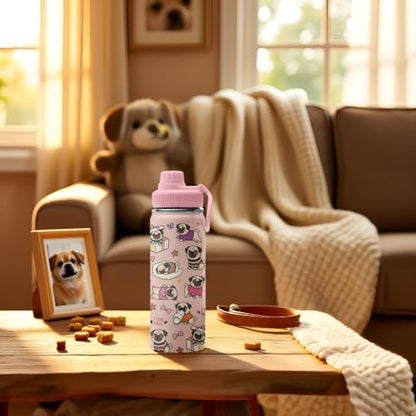 Pug Gifts for Dog Lovers - Christmas Birthday Gifts For Pug Lovers - I Love Pugs 18oz Water Bottle for Dog Mom, Keeps Drinks Cold & Hot Double Wall Vacuum Insulated Tumbler - color: French Bulldog