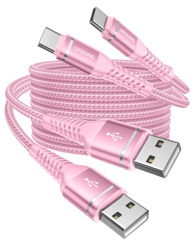 USB to USBC Cable 6FT, USB A to USB C Cable Fast Charging USB Type C Cable | for CarPlay/Android Auto 2Pack Durable Braided iPhone USB C Charger Cord for iPhone 17/16/15/Galaxy S26 and More-Pink - color: Pink, size: 6FT