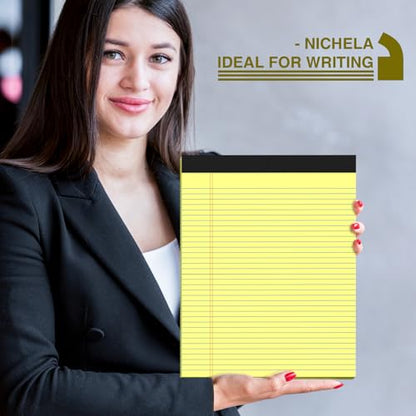 6 Pack Legal Pads 8.5" x 11" College Ruled Yellow Note Pads 8.5 x 11 Inch Micro-Perforated Notepad 300 Sheets in Total Lined Writing Paper Notebook for Office, School Supplies & To-Do Lists - size: 8.5 x 11 In - Yellow, style: 6 Pack