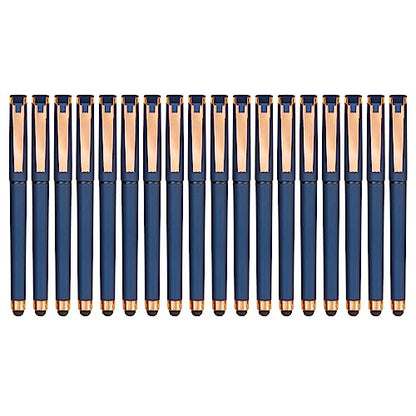 Linbsunne Black Gel Pens 0.7mm Medium Point Pen Office Pens 2-in-1 Stylus Pens for Touch Screens Gel Ink Rollerball Pens for Writing (18 Pack-blue) - color: 18 pack-blue