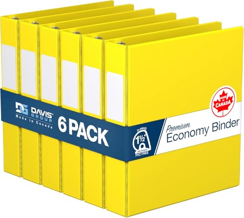 Premium Economy 6-Pack 3-Ring Binders for School or Office, D-Ring Binders, 1.5 Inch, Yellow - color: Yellow, size: 1.5 Inch
