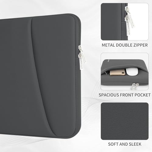 RAINYEAR Laptop Sleeve Case with Front Pocket, 13.3 Inch Protective Portable Case Briefcase Laptop Carrying Bag Cover Compatible with 13.3-14 Inch Laptop PC, 14 Inch MacBook Pro M5 M4 M3 M2 M1, Gray - color: Gray, size: 13.3-14 inch