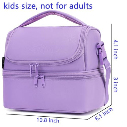 FlowFly Double Decker Cooler Insulated Lunch Bag Large Tote for Boys, Girls, Men, Women, with Adjustable Strap,Purple - color: Purple