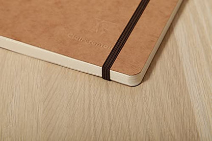 Clairefontaine 793463C Collection Age Bag One Stitched Elasticated Notebook My.Essential Green - A5 14,8x21 cm - 192 Numbered Lined Pages - 90 g Ivory Paper - Leather Flower Glossy Hardcover - color: Green