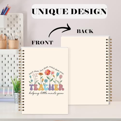 LRVSYUIN Boho Teacher Spiral Notebooks, Floral Teacher Journal for Back to School Classroom Supplies, Teachers Appreciation Gift for Retirement (B07) - style: Helping Little Minds Grow