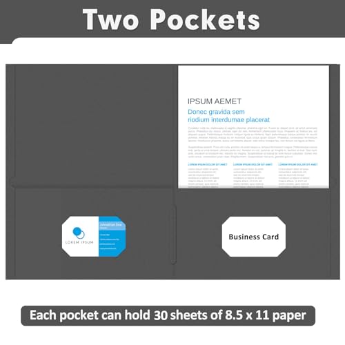 Two Pocket Folders, PANDRI 30 Pack 2 Pocket Folders, Letter Size Paper File Folder for School Office Home Business, Black - color: Black