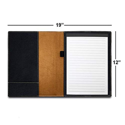 Large 9.5" X 12" Portfolio Notepad, Monarch Butterfly, Personalized Engraving Included (Black with Silver) - color: Black With Silver Engraving, size: Large 9.5 X 12